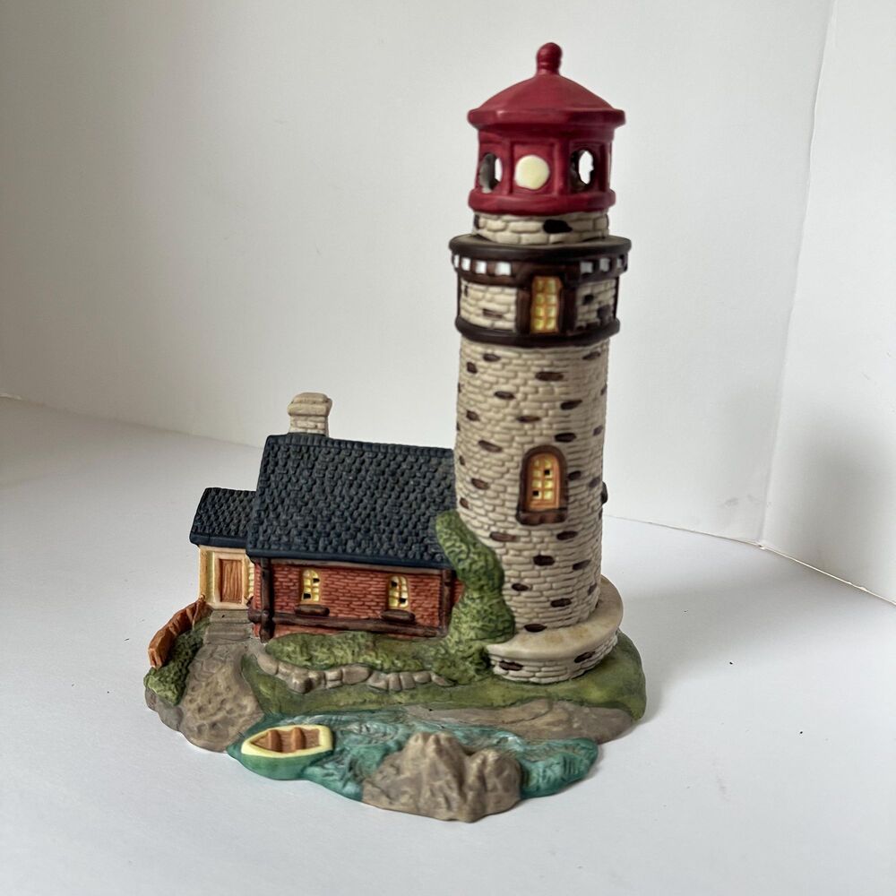 Vintage Ceramic Lighthouse Figurine Nautical Keepers Cottage Village Decor